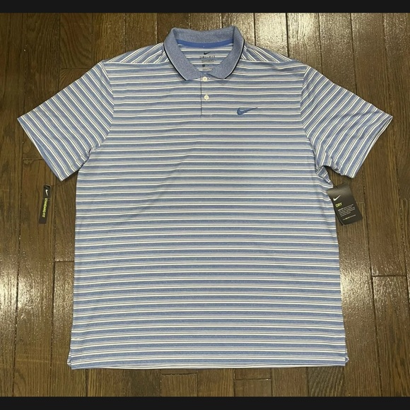 Blue Striped Golf Polo Shirt 